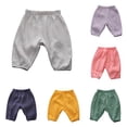 thumbnail image 1 of AWZXDE Kids Casual Pants Lightweight Muslin Harem Pants Elastic Waist Loose Fit Breathable Trousers For Toddler Boys And Girls Summer Daily Wear Grey - 12-18 Months, 1 of 3