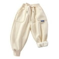 thumbnail image 1 of AWZXDE Kids Clothes for Boys and Girls, Pure Color Soft Lined Thick Warm Pants Children Sports for Fall Winter Casual Long Trousers Beige,5-6 Years, 1 of 5