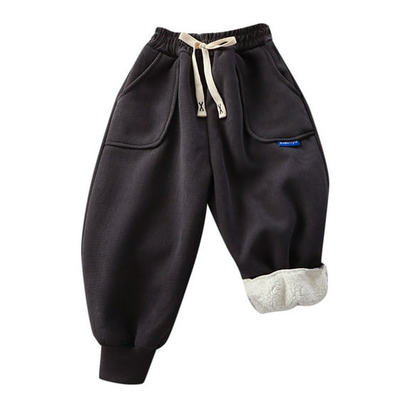 AWZXDE Kids Clothes for Boys and Girls, Pure Color Soft Lined Thick Warm Pants Children Sports for Fall Winter Casual Long Trousers Grey,12-18 Months
