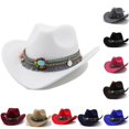 thumbnail image 1 of AWZXDE Kids Cowboy Hat Wide Brim Western Style Hat with Beaded Tassel Band Curved Brim Travel Cap for Holiday Events Photo and Daily Outdoor Wear White - One Size, 1 of 3