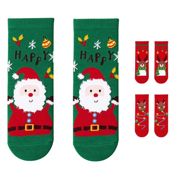 AWZXDE Kids Crew Socks Multipack Christmas Santa Snowman Reindeer Pattern Crew Socks For Girls Boys Soft Comfy Knit Socks For Holiday Party School Daily Wear