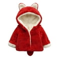 thumbnail image 1 of AWZXDE Kids Cute Soft Sweater with Buttons Solid Color Thickened Warm Hooded Casual Versatile Cartoon Design Red,18-24 Months, 1 of 4