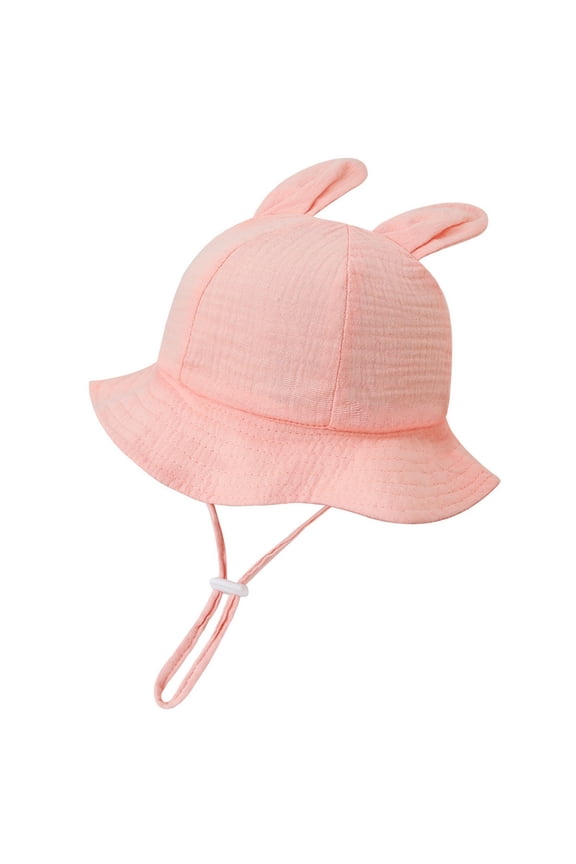 Kids Cute Sun Hat with Long Floppy Ear Details and Wavy Brim Adjustable Size for a Comfortable Fit for Girls Summer Fashion Light Pink,One Size