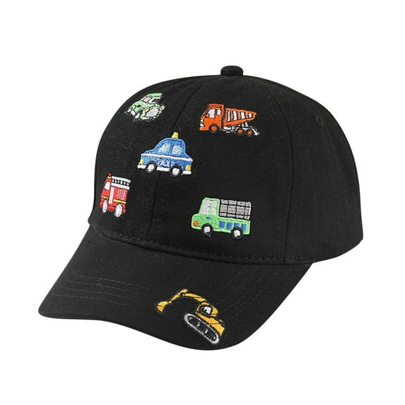 AWZXDE Kids Embroidered Car Baseball Hats Adjustable Sun Protection Hat For Spring And Fall Boys And Girls Ages 2 To 8 Years Black