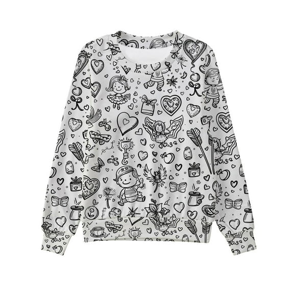 AWZXDE Kids Girls Fun DIY Indoor Home Casual Comfortable Long Sleeve Pullover Oversized Hoodie Loose Fit Sweatshirt White,2-3 Years