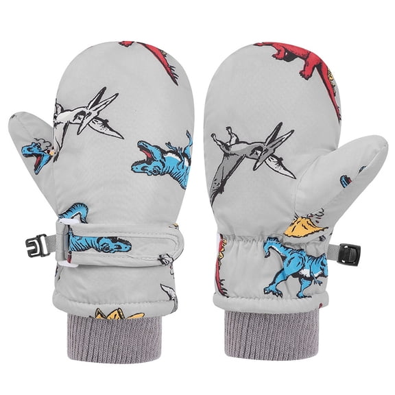 AWZXDE Kids Gloves Warm Toddler Winter Skiing Gloves Cartoon Design Mittens For Baby Girls And Boys Outdoor Play Grey