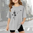 thumbnail image 1 of AWZXDE Kids' Graphic Oversized Tee Children Girls Short Sleeve Letter T Shirts Summer Comfy Casual Crewneck Basic Tops Grey,9-10, 1 of 4