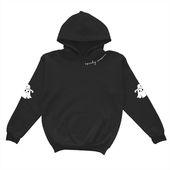 AWZXDE Kids Halloween Print Long Sleeve Pullover Hoodie Loose Fit Casual Fall Winter Sweatshirt Hoodies For Girls Black，1-2 Years