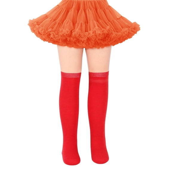 AWZXDE Kids Knee High Socks Striped Stockings Soft Stretchable Over The Calf Comfort Style Daily Wear Casual Home Leisure Red,7-12