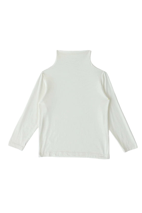 Kids Long Sleeve Turtleneck Loose Solid Color Basic Tee Comfortable Casual Blouse For Girls White 6-7 Years