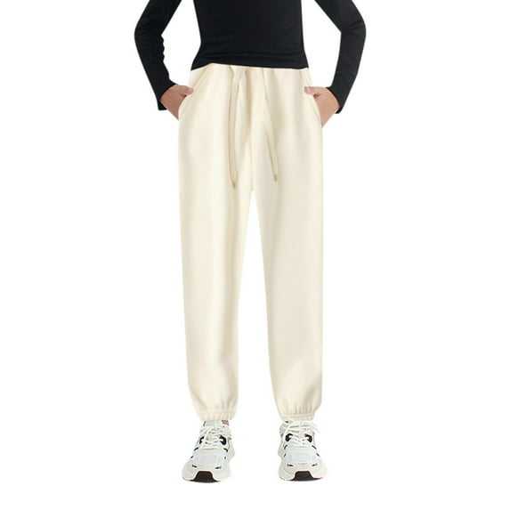 AWZXDE Kids Pants Fall Winter Children Soft-Lined Long Pants Big Kids Solid Color Versatile Warm Sweatpants for Girls