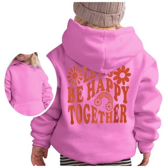AWZXDE Kids Pullover Hoodie With Letter Print Design Long Sleeve Casual Oversized Loose Fit For Outdoor Sports Pink,2-3 Years