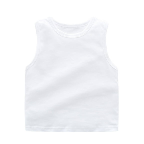 AWZXDE Kids Racerback Crop Tank Vest Sleeveless Sports Dance Top For Ballet Gymnastics Soft Cotton Girls Tops For Toddler White，4-5 Years