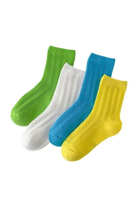 Kids Sock for Everyday Play Lightweight Breathable & Kids Crew Socks Pack for Daily School Outdoor Use - 4PCS