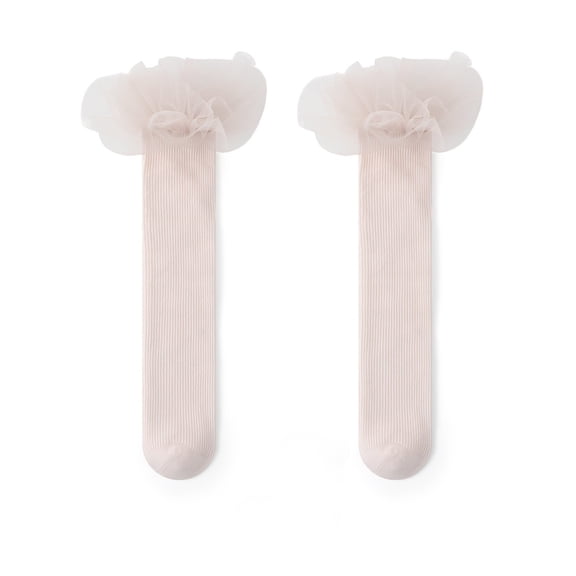 AWZXDE Kids Socks Spring Autumn Girls Mesh Lace Mid-Calf Socks for Babies Fashion Girl Knee High Socks - Cute and Comfortable Light Pink