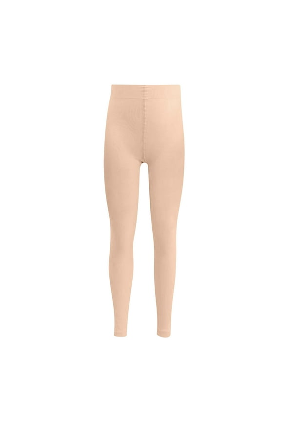 Kids' Solid Color Thin Stretch Dance 9/10 Length Leggings - Girls'Breathable Ballet Ankle-Length Tights for Practice & Performance Beige,5-6 Years