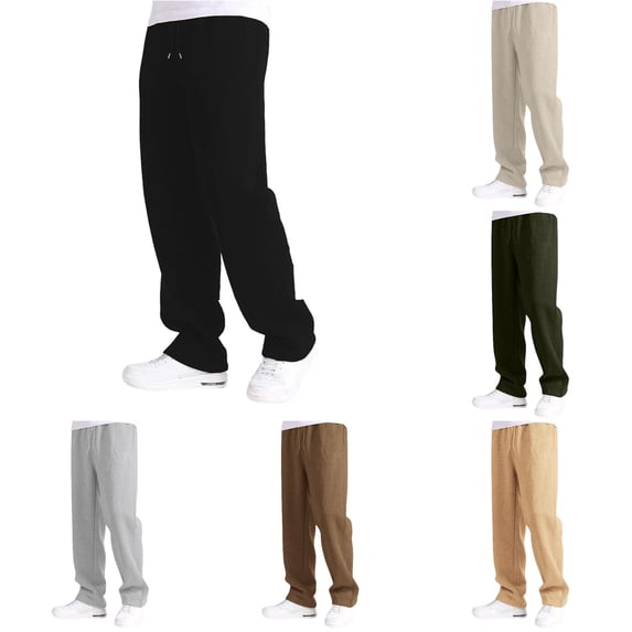 AWZXDE Kids Straight Leg Sweatpants Elastic Waist Solid Color Loose Casual Trousers Boys Girls Daily Sports Pants Black - 13-14 Years