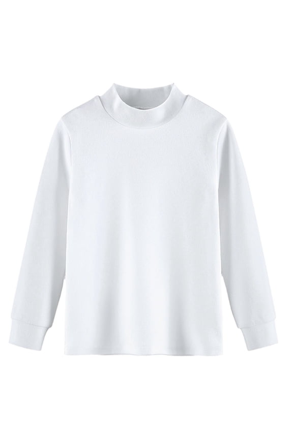 Kids Thermal Long Sleeve Mid High Neck Base Layer Warm Undershirt Soft For All Season White 3-4 Years