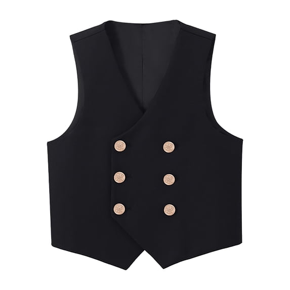 AWZXDE Kids Vest Formal 4 Button Jacket For Boys And Girls School Kindergarten Class Attire Black 3-4 Years