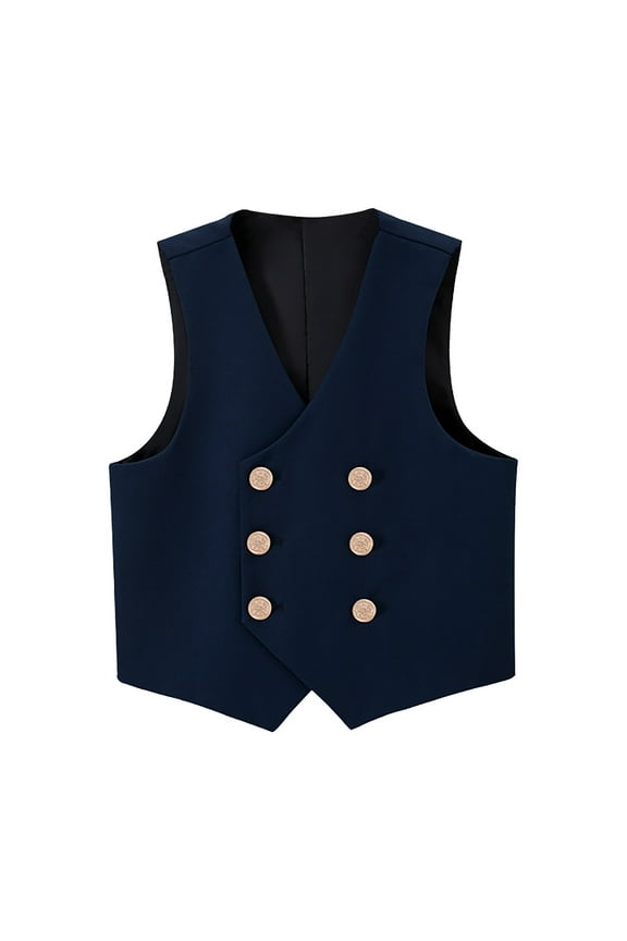 Kids Vest Formal 4 Button Jacket For Boys And Girls School Kindergarten Class Attire Navy 2-3 Years