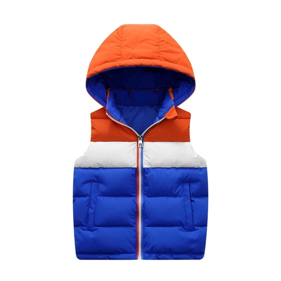 AWZXDE Kids Winter Jacket Hoodless Warm Thickened Comfortable Lined Thermal Insulated Padded Coat Outerwear For Kids Coats Boys And Girls Blue，5-6 Years