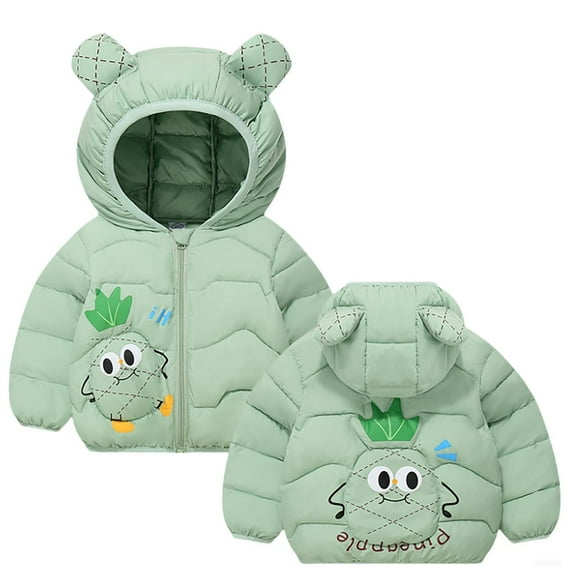AWZXDE Kids Winter Jacket Hoodless Warm Thickened Comfortable Lined Thermal Insulated Padded Coat Outerwear For Kids Coats Boys And Girls Light Green，5-6 Years