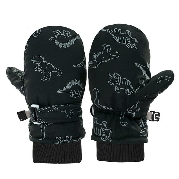 AWZXDE Kids Gloves Winter For Boys And Girls Thermal Insulated Mittens For Toddlers And Children Cold Weather Outdoor Play Black,6 M-2 Y
