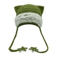thumbnail image 1 of AWZXDE Knitted Hat With Celestial Cat Ear Braids Unisex Warm Ear Shield Hats For Men Outdoor Fashion Green, 1 of 3