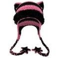 thumbnail image 1 of AWZXDE Knitted Hat With Celestial Cat Ear Braids Unisex Warm Ear Shield Hats For Men Outdoor Fashion Pink, 1 of 3