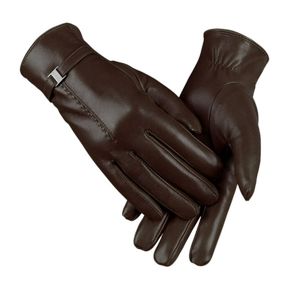 AWZXDE Ladies' 2024 Autumn And Winter Solid Color Versatile Windproof Thick Cold Leather Gloves for Women Brown,L