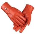 thumbnail image 1 of AWZXDE Ladies' 2024 Autumn And Winter Solid Color Versatile Windproof Thick Cold Leather Gloves for Women Watermelon Red,L, 1 of 4