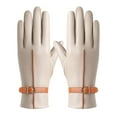 thumbnail image 1 of AWZXDE Ladies' 2024 Autumn and Winter Versatile Windproof Thick Leather Gloves for Cold Weather Beige,M, 1 of 6