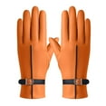 thumbnail image 1 of AWZXDE Ladies' 2024 Autumn and Winter Versatile Windproof Thick Leather Gloves for Cold Weather Orange,L, 1 of 6