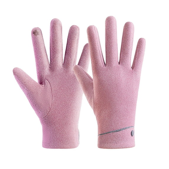 AWZXDE Ladies Autumn Winter Comfortable Flip Cover Plus Velvet Windproof and Cold Proof Warm Riding Driving Touchscreen Gloves for Versatile Use Pink,One Size