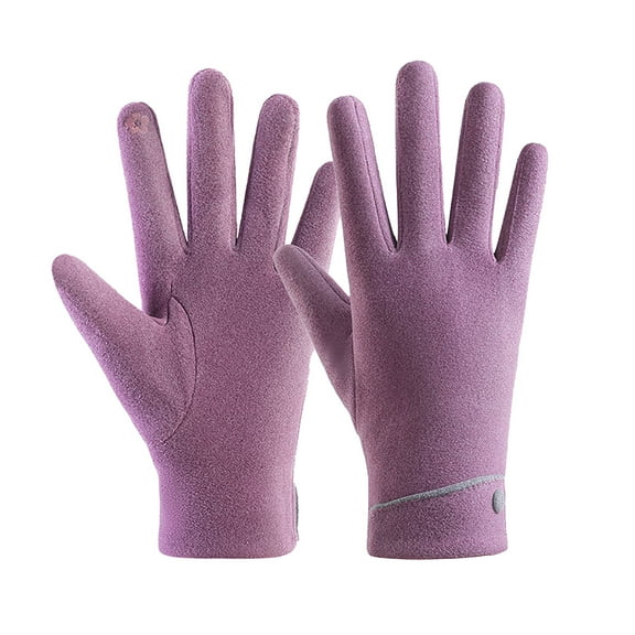 AWZXDE Ladies Autumn Winter Comfortable Flip Cover Plus Velvet Windproof and Cold Proof Warm Riding Driving Touchscreen Gloves for Versatile Use Purple,One Size