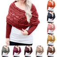 thumbnail image 1 of AWZXDE Ladies Fashion Casual Autumn Winter Outdoor Solid Color Hollow Thickened Comfortable Double Sleeve Shawl Scarf With Sleeve Sweater Scarf Red, 1 of 9