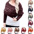 thumbnail image 1 of AWZXDE Ladies Fashion Casual Autumn Winter Outdoor Solid Color Hollow Thickened Comfortable Double Sleeve Shawl Scarf With Sleeve Sweater Scarf Wine, 1 of 9