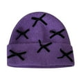 thumbnail image 1 of AWZXDE Ladies Knitted Bow Beanie Hats For Women Winter Warm Comfortable Sphere Wool Cap Cute For Cold Weather Purple, 1 of 3