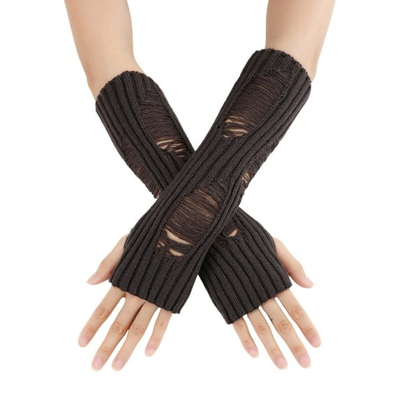 AWZXDE Ladies Warm Knit Fingerless Gloves Convertible Mittens with Fashion Flowers Design for Stylish Comfort Dark Gray,One Size