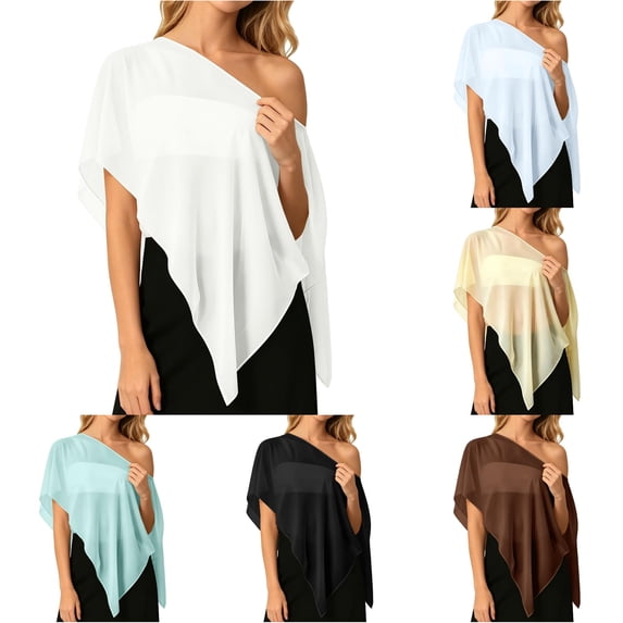 AWZXDE Lightweight Chiffon Summer Beach Wrap Soft Flowy Shawl Breathable Sun Scarf Versatile Evening Stole Dressy Cover Up Shawls for Evening Dresses White,L