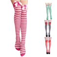 thumbnail image 1 of AWZXDE Long Socks Adult Striped Thigh High Socks With Bow Soft Stretchy Over Knee Socks For Daily And Outfit, 1 of 8