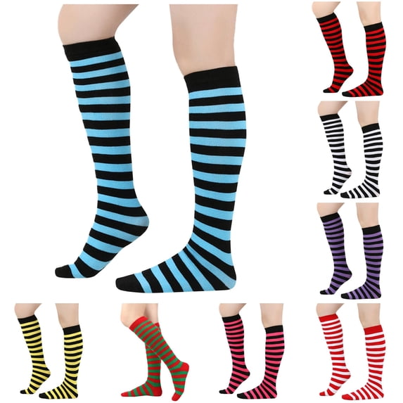 AWZXDE Long Socksd Knee High Socks Colorful Contrast Knee‑High Socks Soft Stretch Socks For Party Daily Outfit