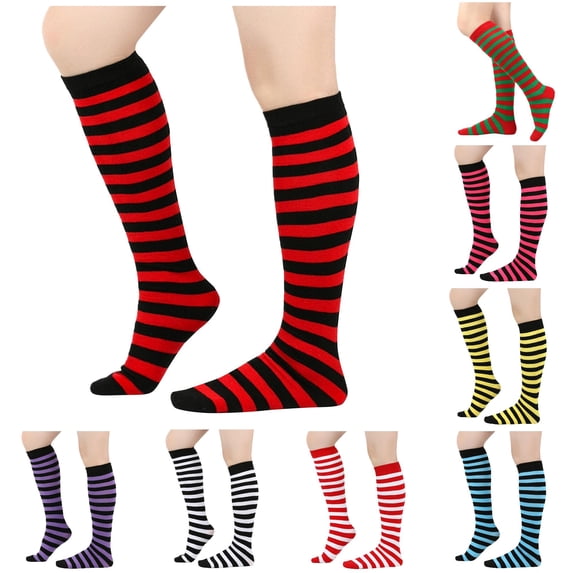 AWZXDE Long Socksd Knee High Socks Colorful Contrast Knee‑High Socks Soft Stretch Socks For Party Daily Outfit
