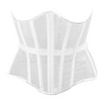 thumbnail image 1 of AWZXDE Longline Mesh Corset with Breathable Waist Cincher Lace-Up Back Sheer Panels Underbust Shapewear for Everyday White,S, 1 of 4