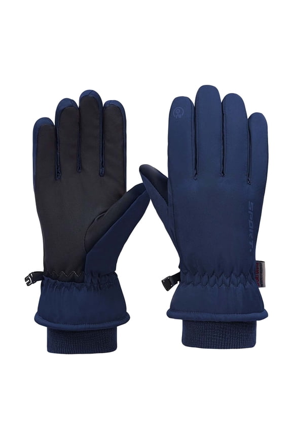 Men And Women Ski Gloves Winter Screen Windproof Plus Thick Sports Cycling Warm Windproof Gloves for Outdoor Activities Blue,One Size