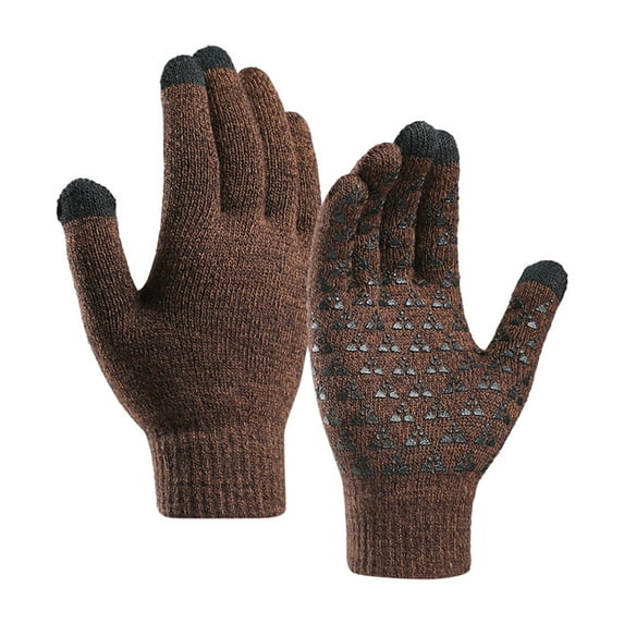AWZXDE Men Women Winter Color-Block Touchscreen Gloves, Grippy Windproof Thermal Gloves for Cycling Outdoor Sports Coffee