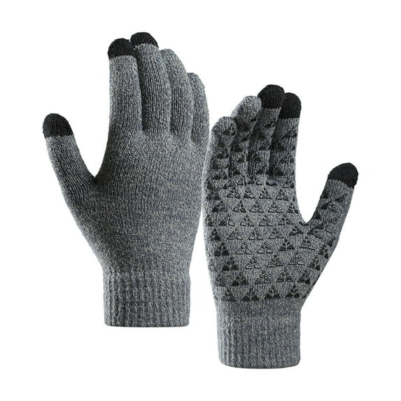 AWZXDE Men Women Winter Color-Block Touchscreen Gloves, Grippy Windproof Thermal Gloves for Cycling Outdoor Sports Grey