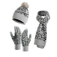 thumbnail image 1 of AWZXDE Men and Women Winter Fashionable Couple Riding Cold Weather Leopard Print Hat Thickened Scarf Touchscreen Knit Gloves Three-Piece Set for Outdoor Activities B, 1 of 7
