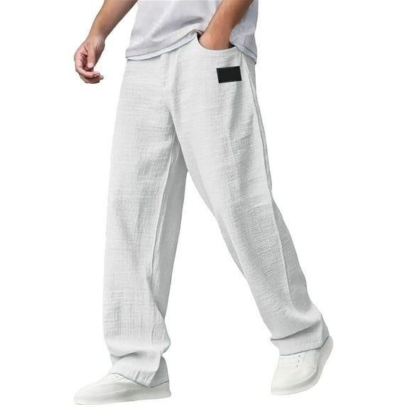 AWZXDE Men's Breathable Quick-Dry Outdoor Pants Loose Fit Lightweight Comfort with Pockets for Hiking Walking Travel White,XXXL