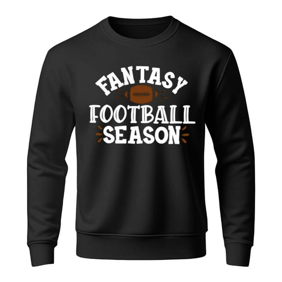 AWZXDE Men's Crewneck Long Sleeve Sweatshirt with Football Print, Casual Minimalist Game Day Pullover Black,S